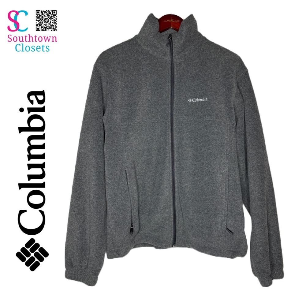 Columbia Gray Flattop Ridge Fleece Jacket, Size Small. 100% Polyester.